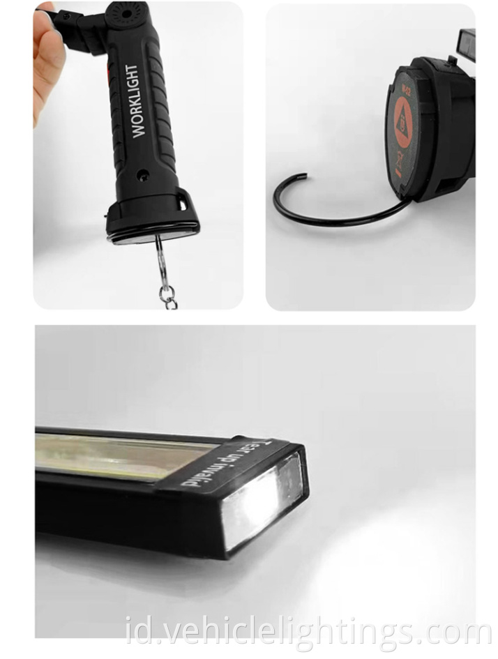Cob Cob LED Panas Lampu 360 derajat Putar Lampu Kerja Inspeksi Mobil Tertutup USB USB dengan magnet dan kait